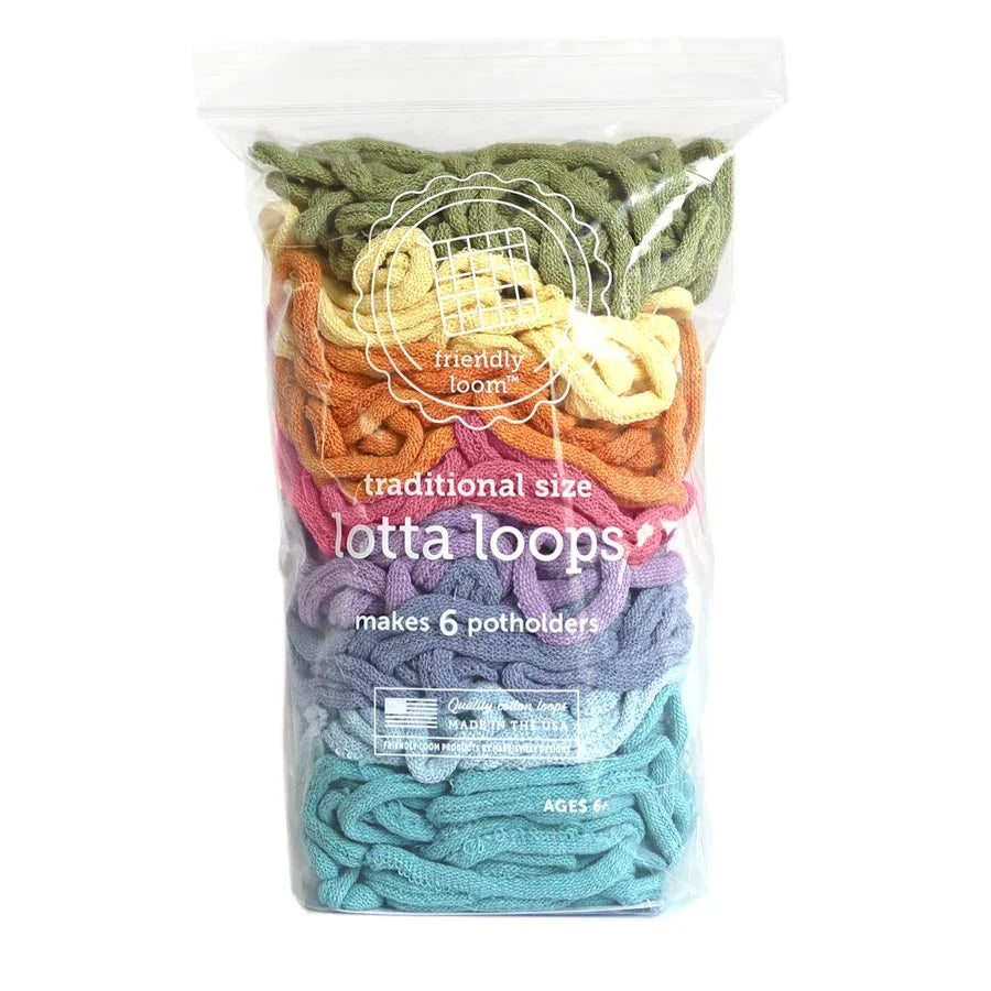cotton loops, potholder loom, botanical